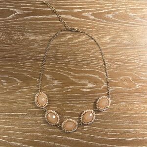 Tan-Pink on Gold Chain Necklace